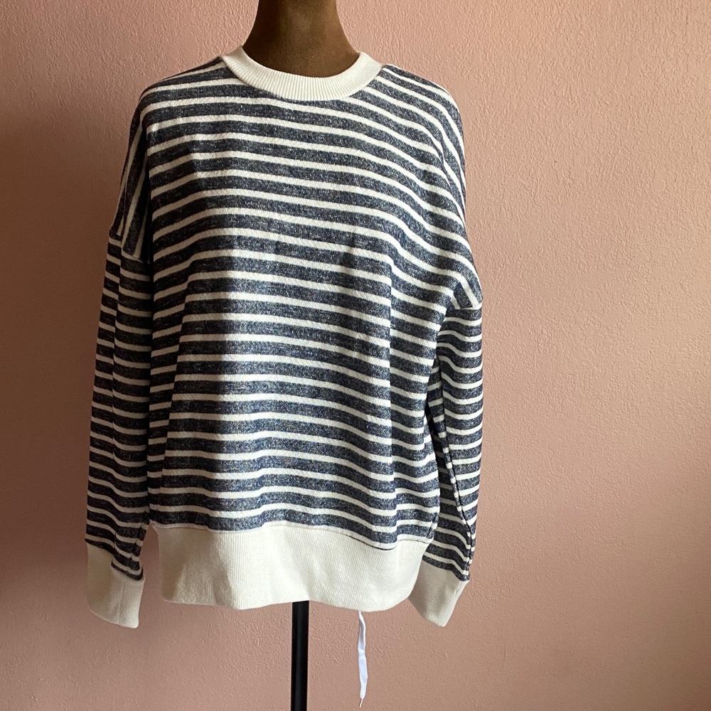 Zara Black and Cream Striped Sweater